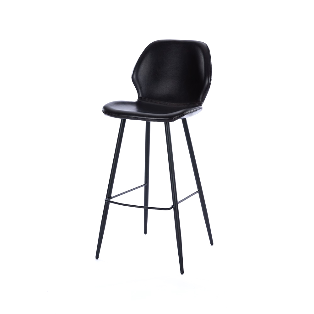 ZY-8085 Black PU Leather Metal Leg Bar Chair