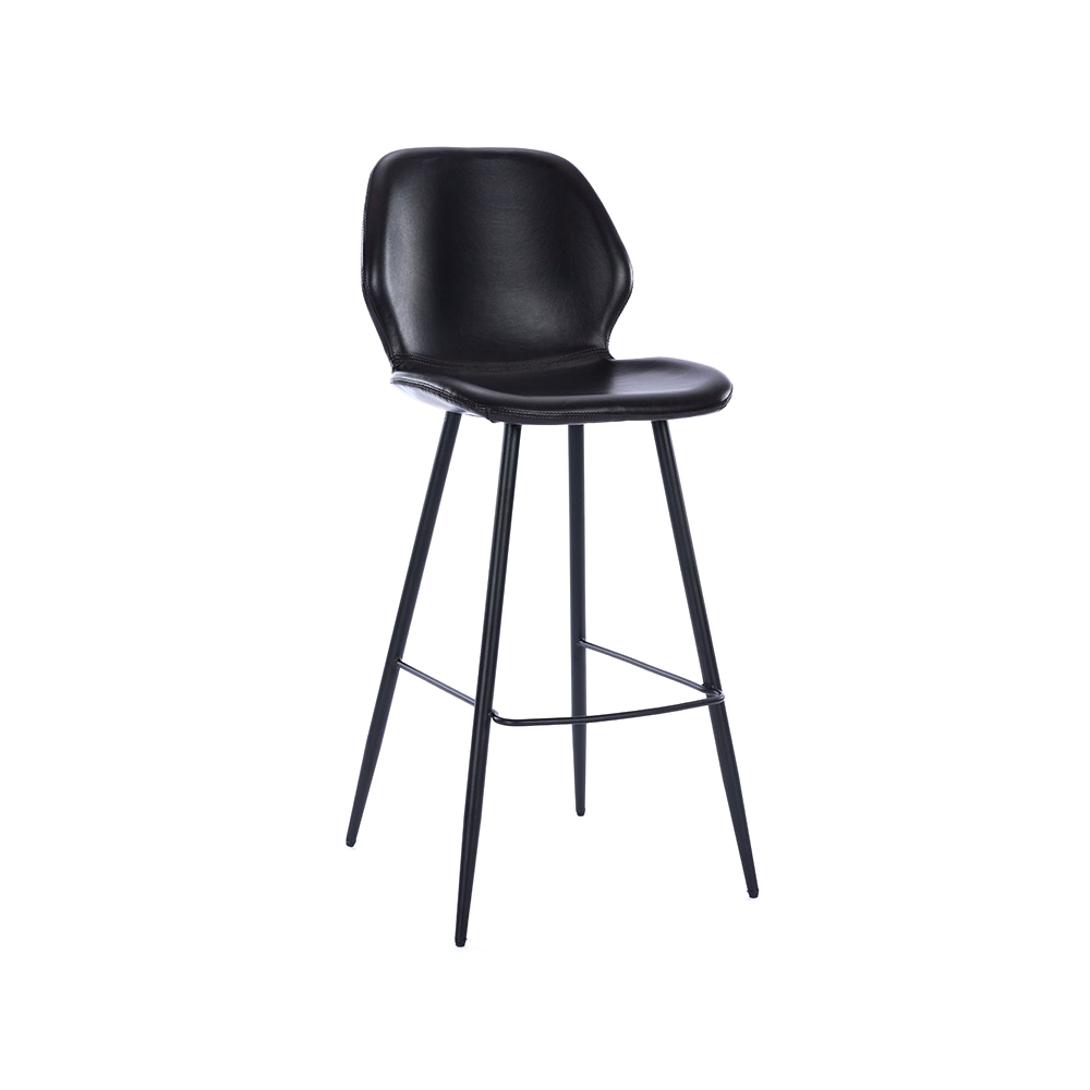 ZY-8085 Black PU Leather Metal Leg Bar Chair