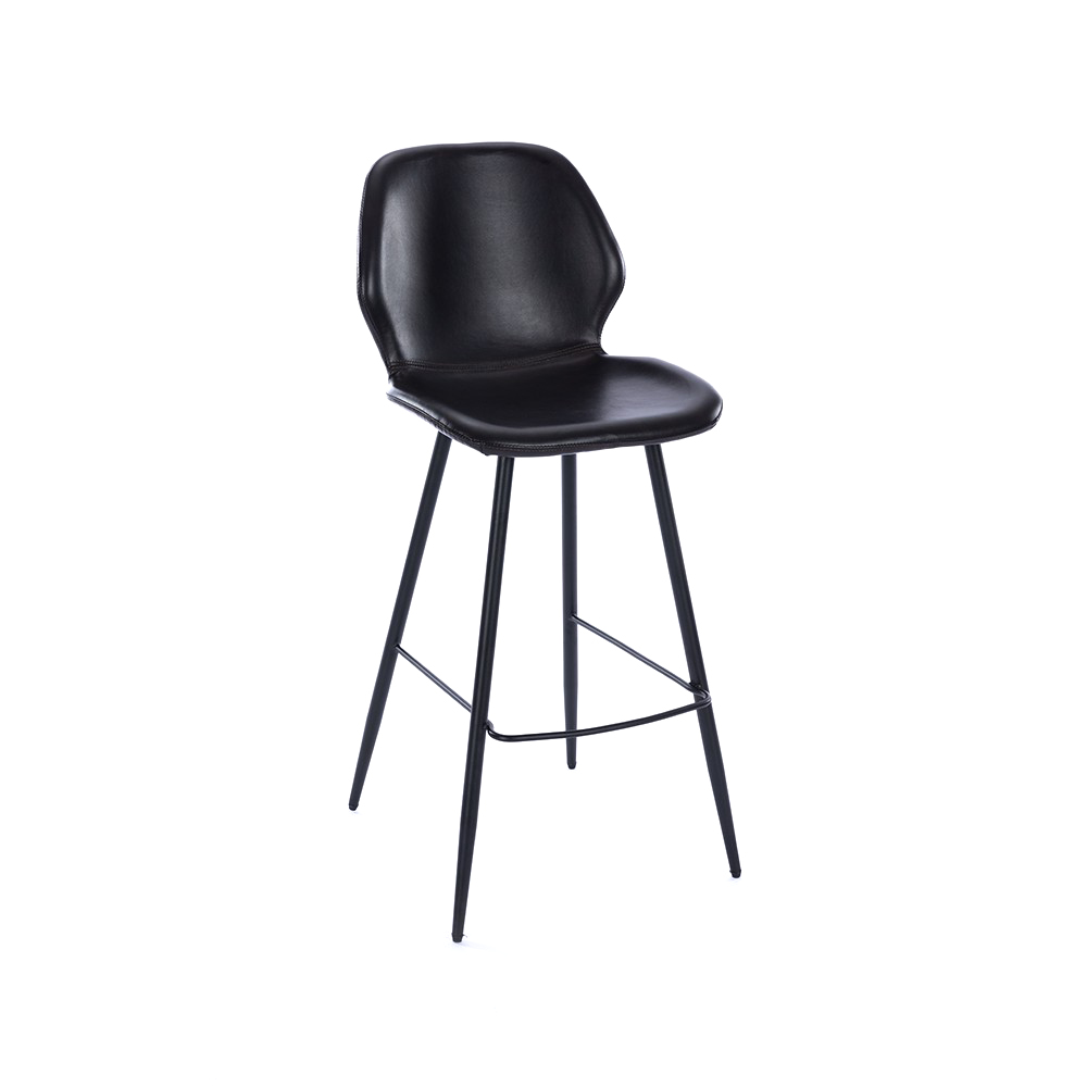 ZY-8085 Black PU Leather Metal Leg Bar Chair